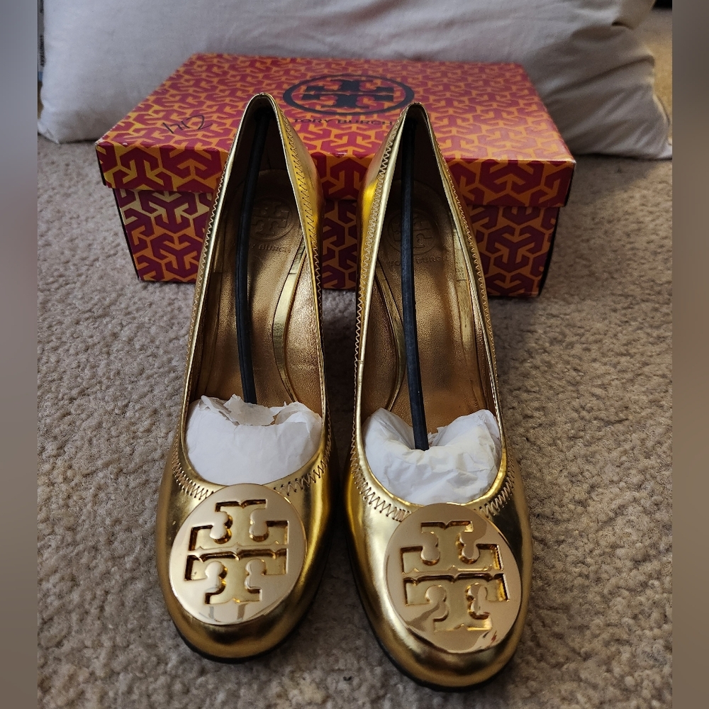 Tory Burch Leather Gold Women's Shoes